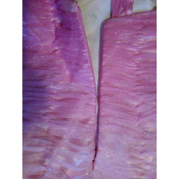 Jovani Pink Prom Dress Womens Sz 2 Mermaid Shoulder Straps Rhinestones Netting - Picture 10 of 15